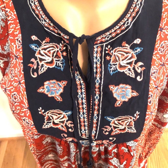 Women’s Red Geometric Relaxed Fit Boho Tunic - Picture 4 of 16